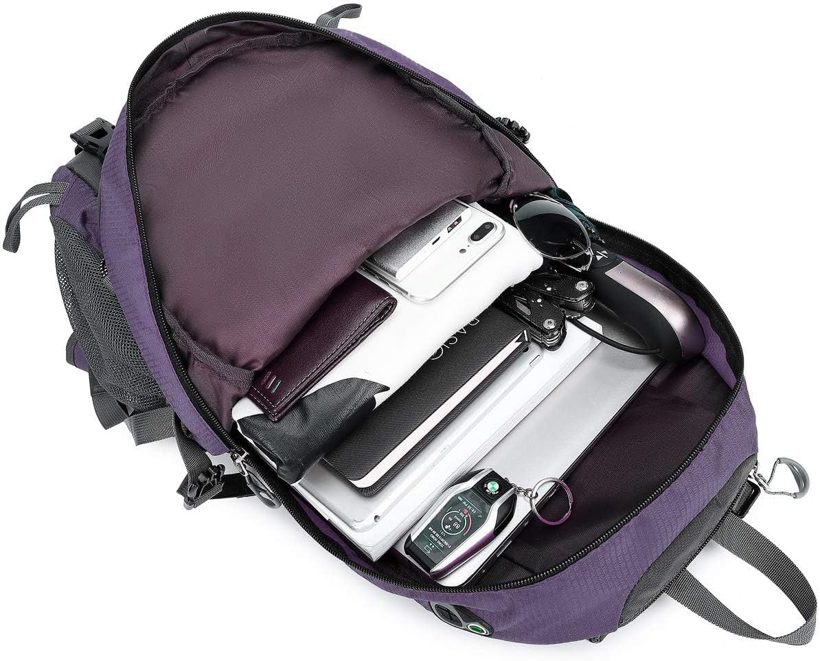 FENGDONG 40L Waterproof Lightweight Hiking,Camping,Travel Backpack for Men Women Purple