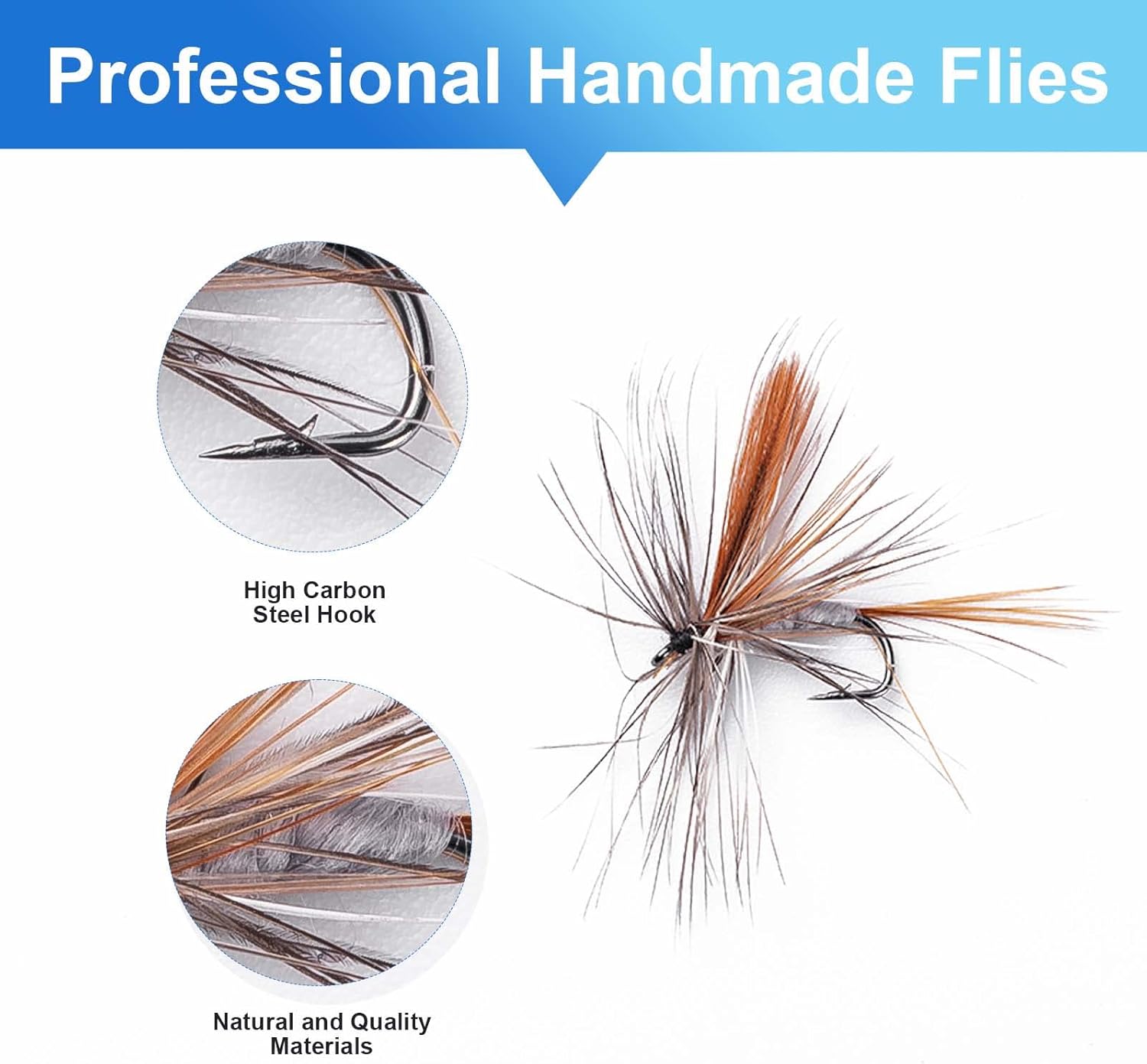 Hand-Tied Fly Fishing Flies Kit, Dry Wet Flies Nymphs Streamers Assortment for Trout & Bass with Waterproof Fly Box