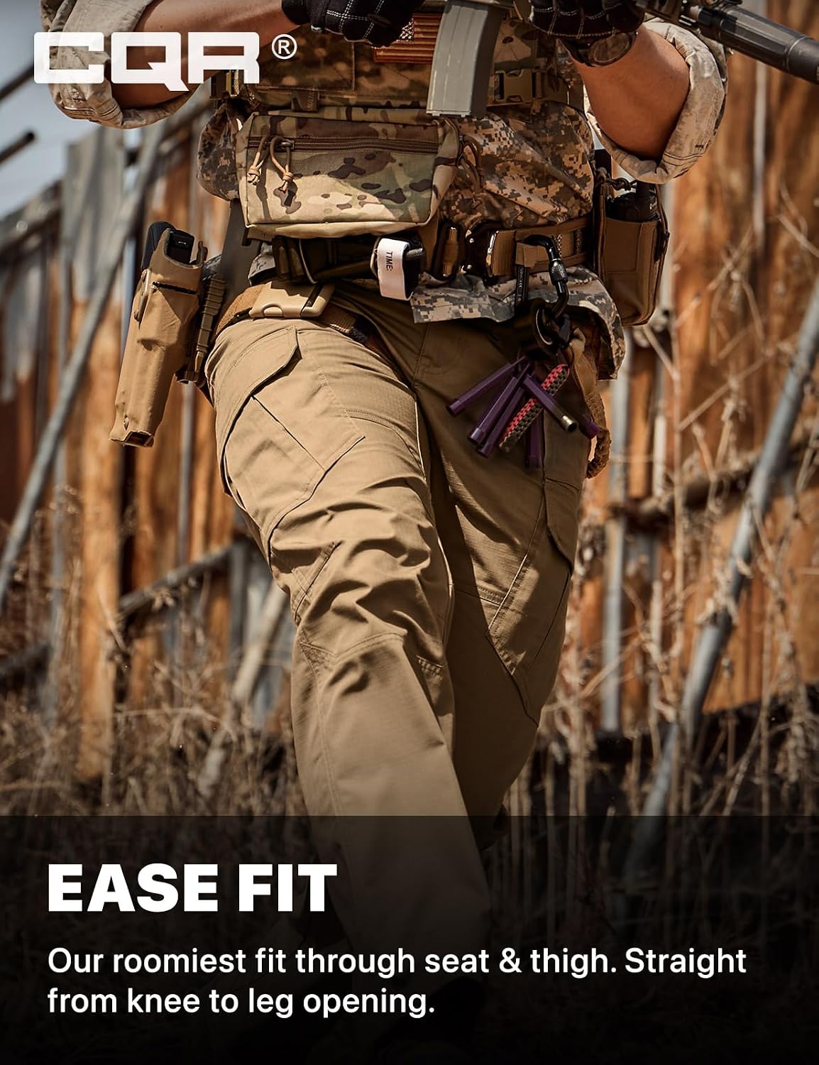 CQR Men's Tactical Pants, Water Resistant Ripstop Cargo Pants, Lightweight EDC Work Hiking Pants, Outdoor Apparel