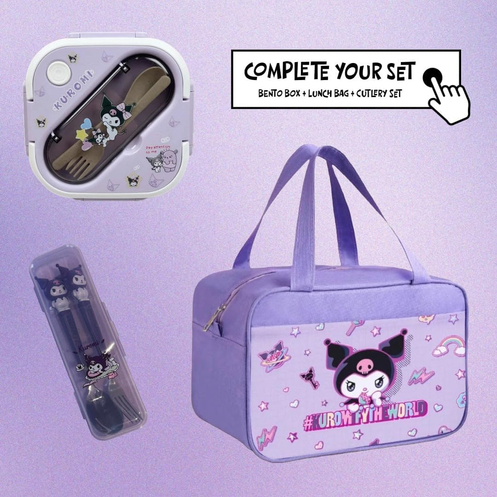 Stainless Steel Cutlery Tableware Flatware Silverware 3 Piece Set Portable Reusable Travel Cute Kawaii Anime Cartoon Dog Bunny for Boys and Girls (Purpleromi)