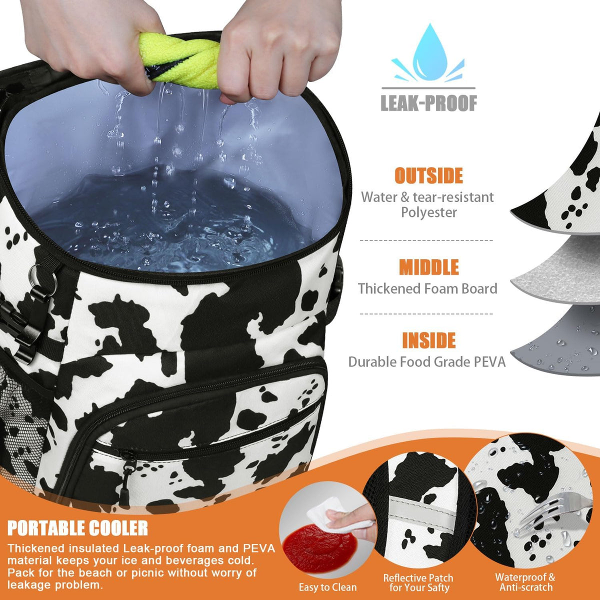 Cooler Backpack Insulated Leakproof Waterproof Backpack Cooler Bag 30/45 Cans, Large Capacity Lightweight Travel Camping Beach Backpack Cooler Ice Chest for Men and Women