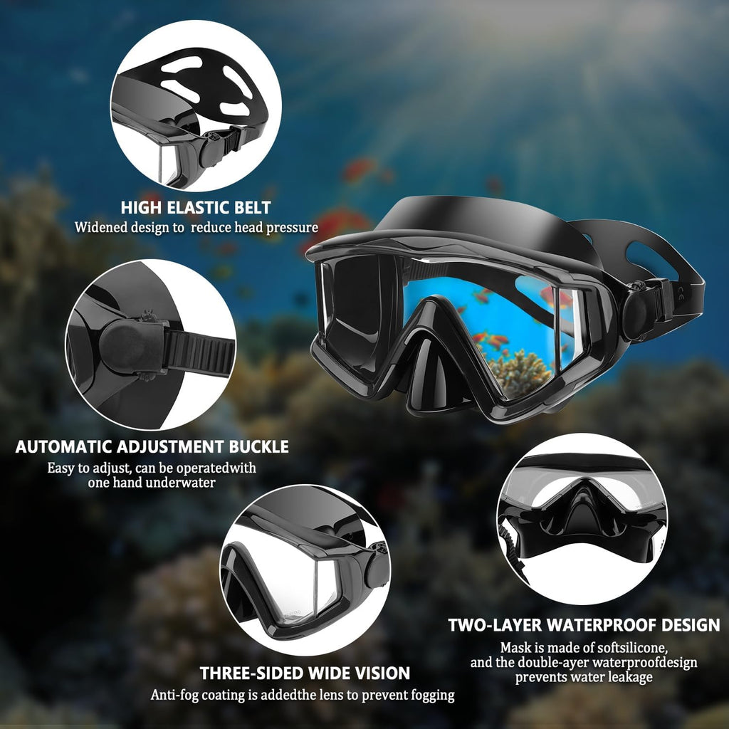 Diving mask Anti-Fog Swimming Snorkel mask Suitable for Adults Scuba Dive Swim Snorkeling Goggles Masks