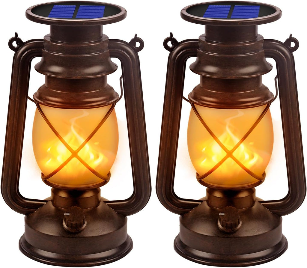 Marlrin Solar Lanterns Outdoor Waterproof 2 Pack LED Flickering Light