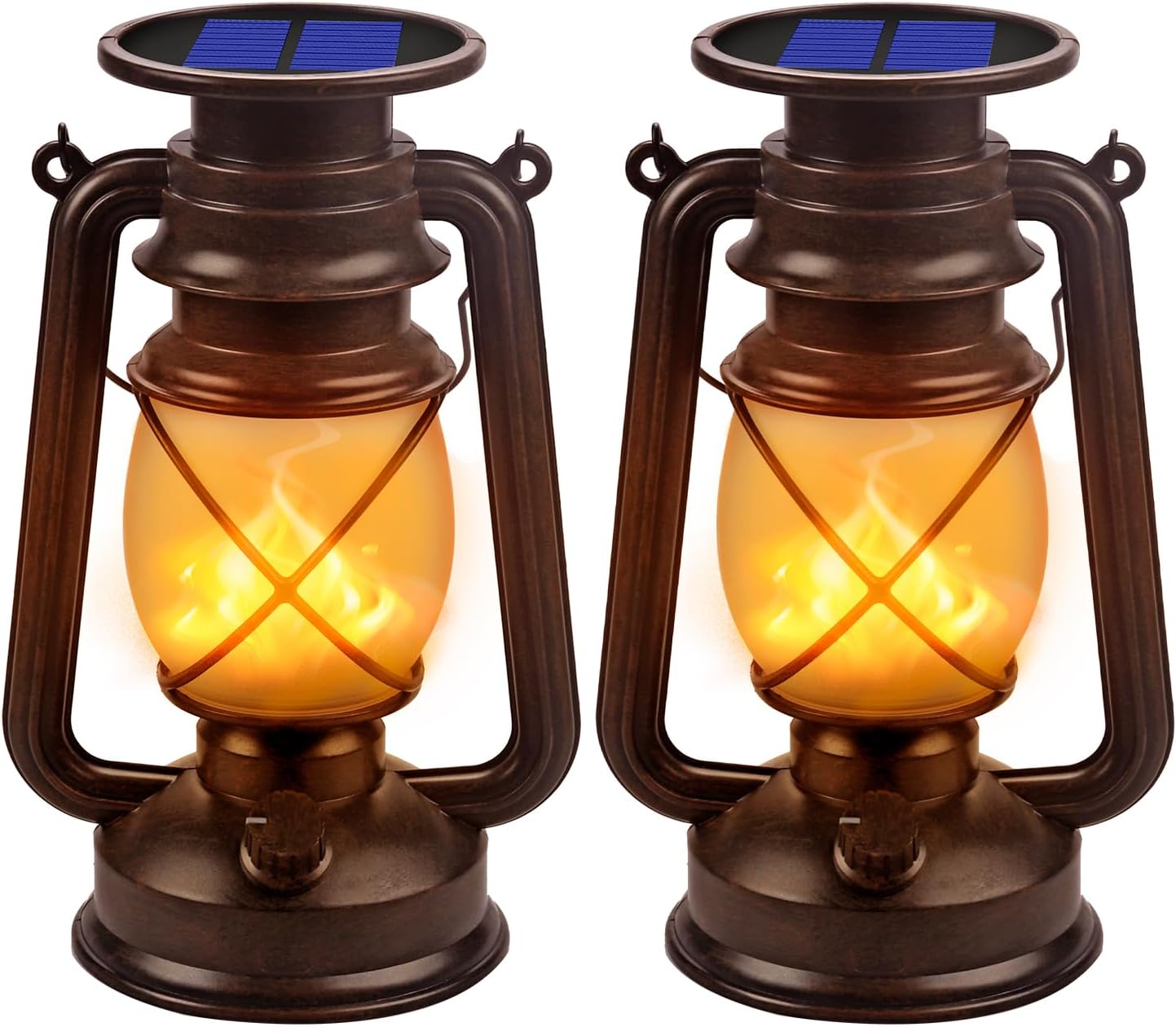 Marlrin Solar Lanterns Outdoor Waterproof 2 Pack LED Flickering Light