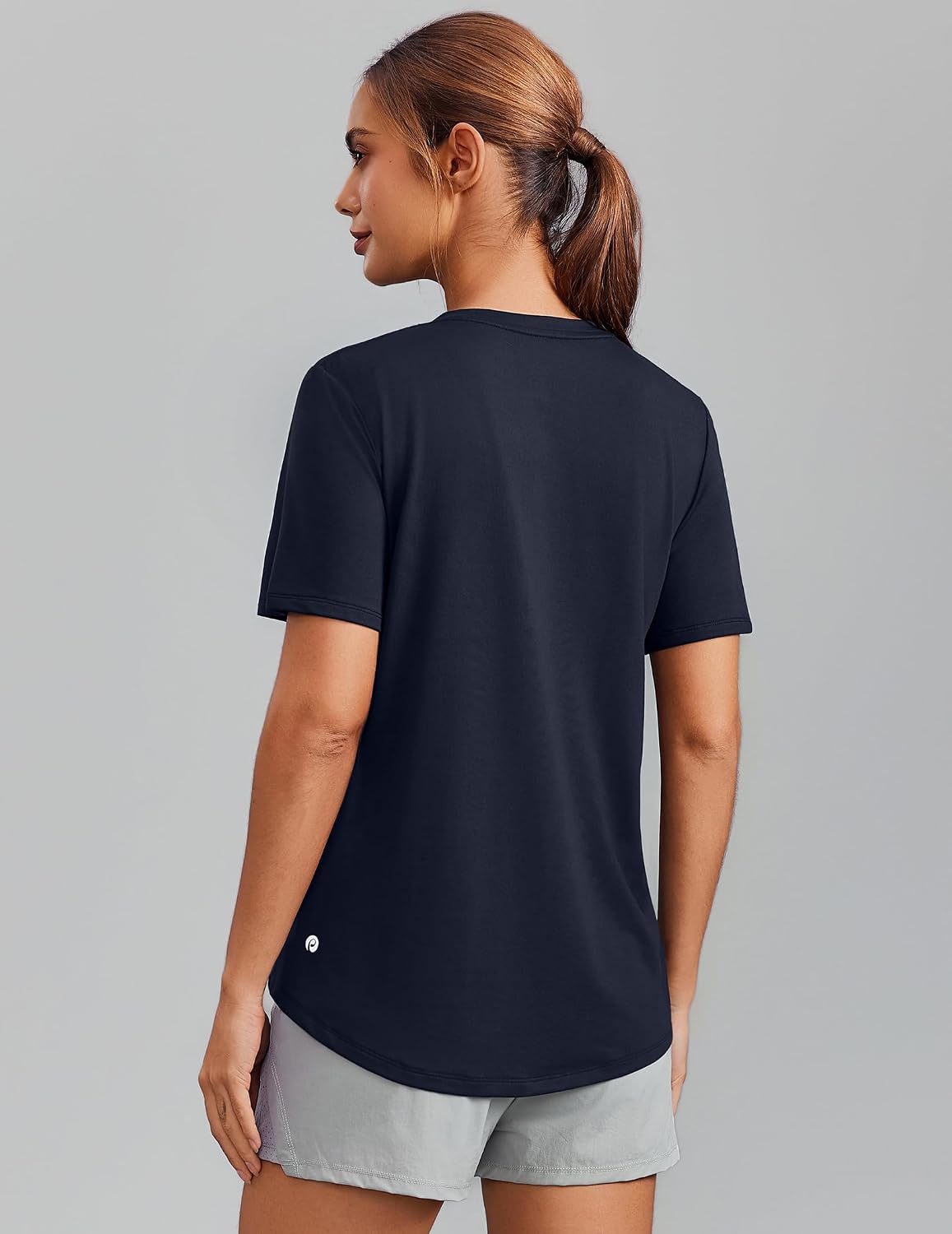 PINSPARK V Neck Workout Tops for Women Short Sleeve Quick Dry Shirts