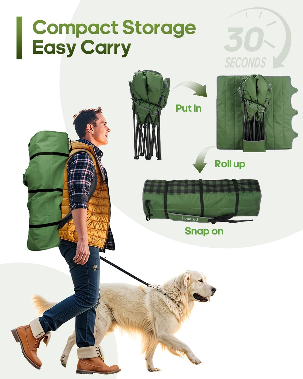 Heated Padded Double Camping Chair with 2 in 1 Carry Bag, 900LBS
