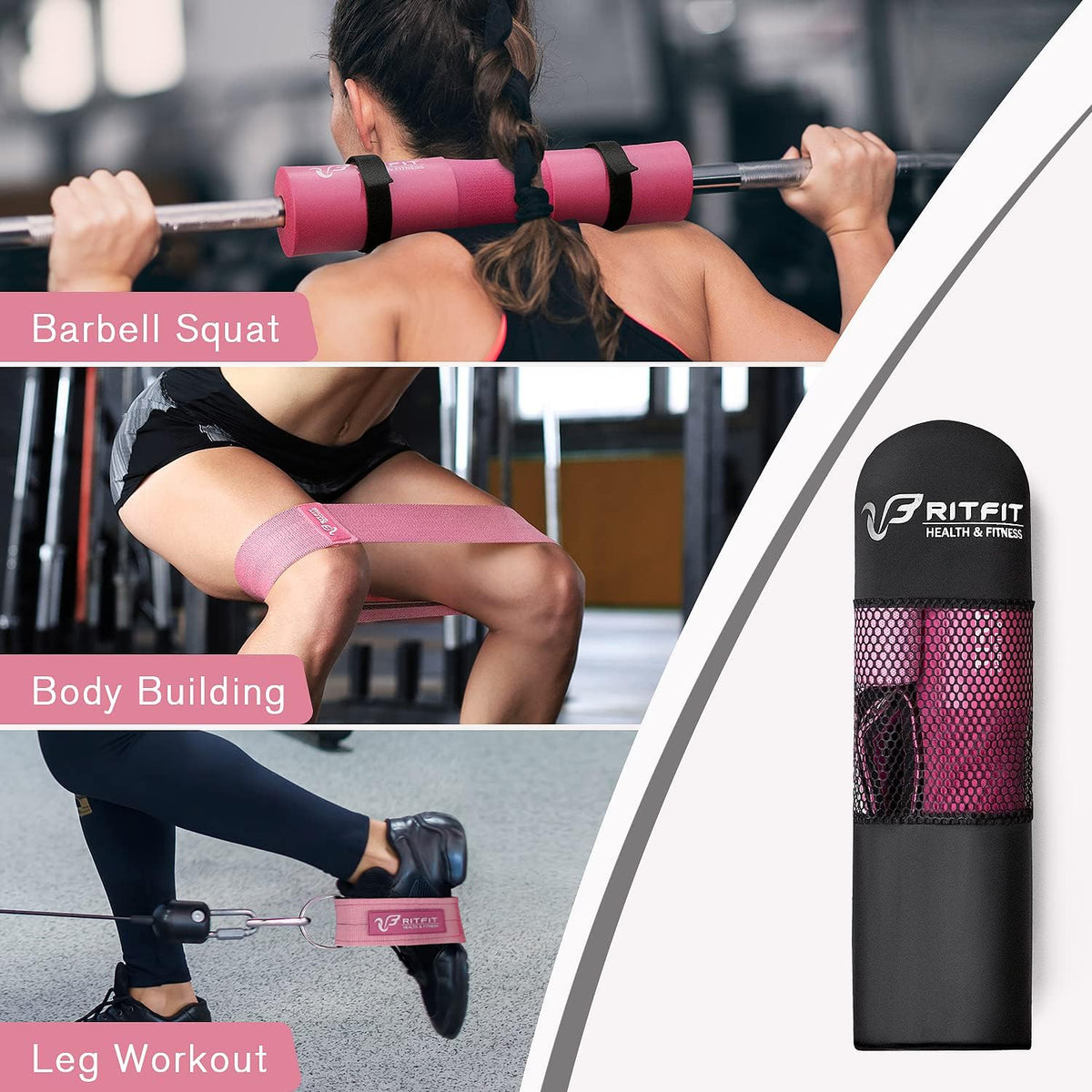 RitFit 7PCS Barbell Squat Pad Set, Hip Thrust & Lunges