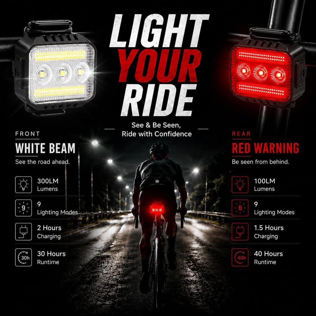 Bike Lights Front and Back Set for Night Riding,Rear Bicycle Light