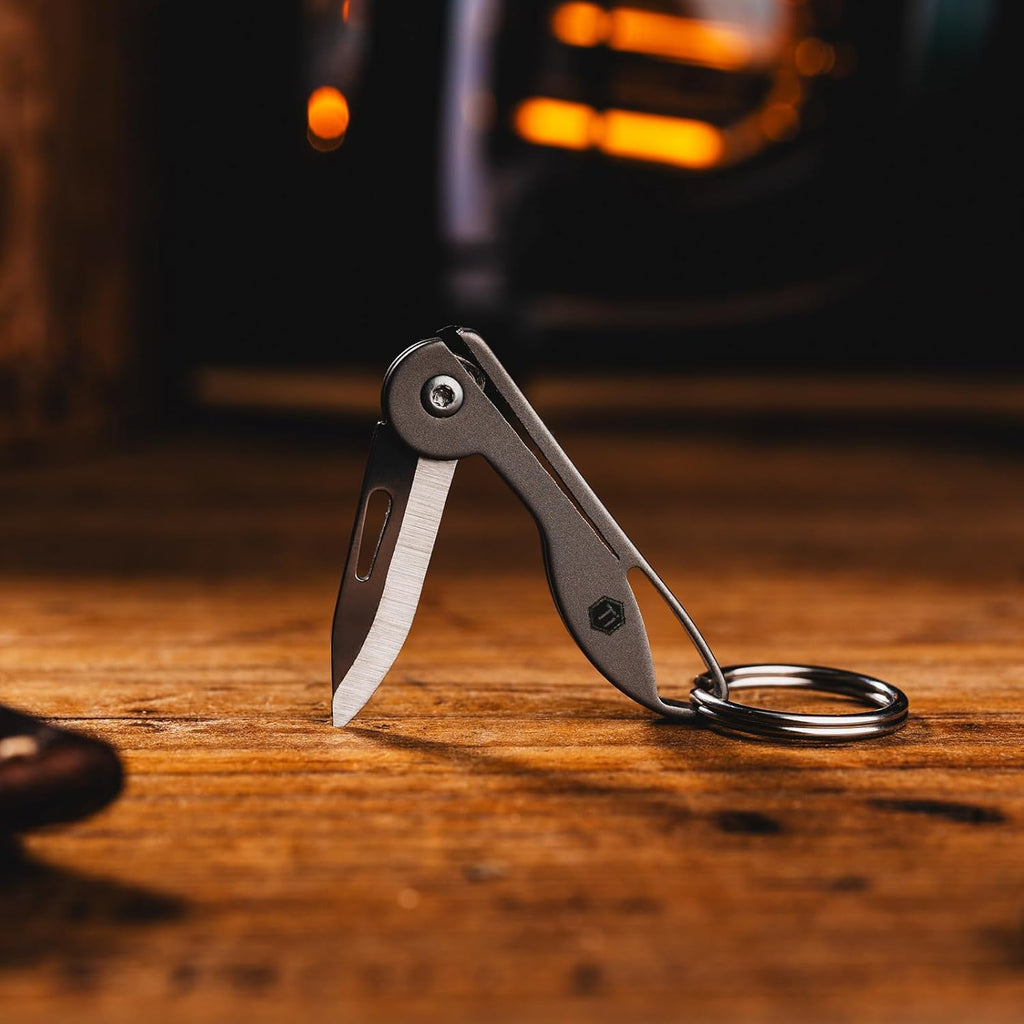 KeyUnity KK05 Titanium Mini Pocket Knife, 1.06-Inch Blade, Gray