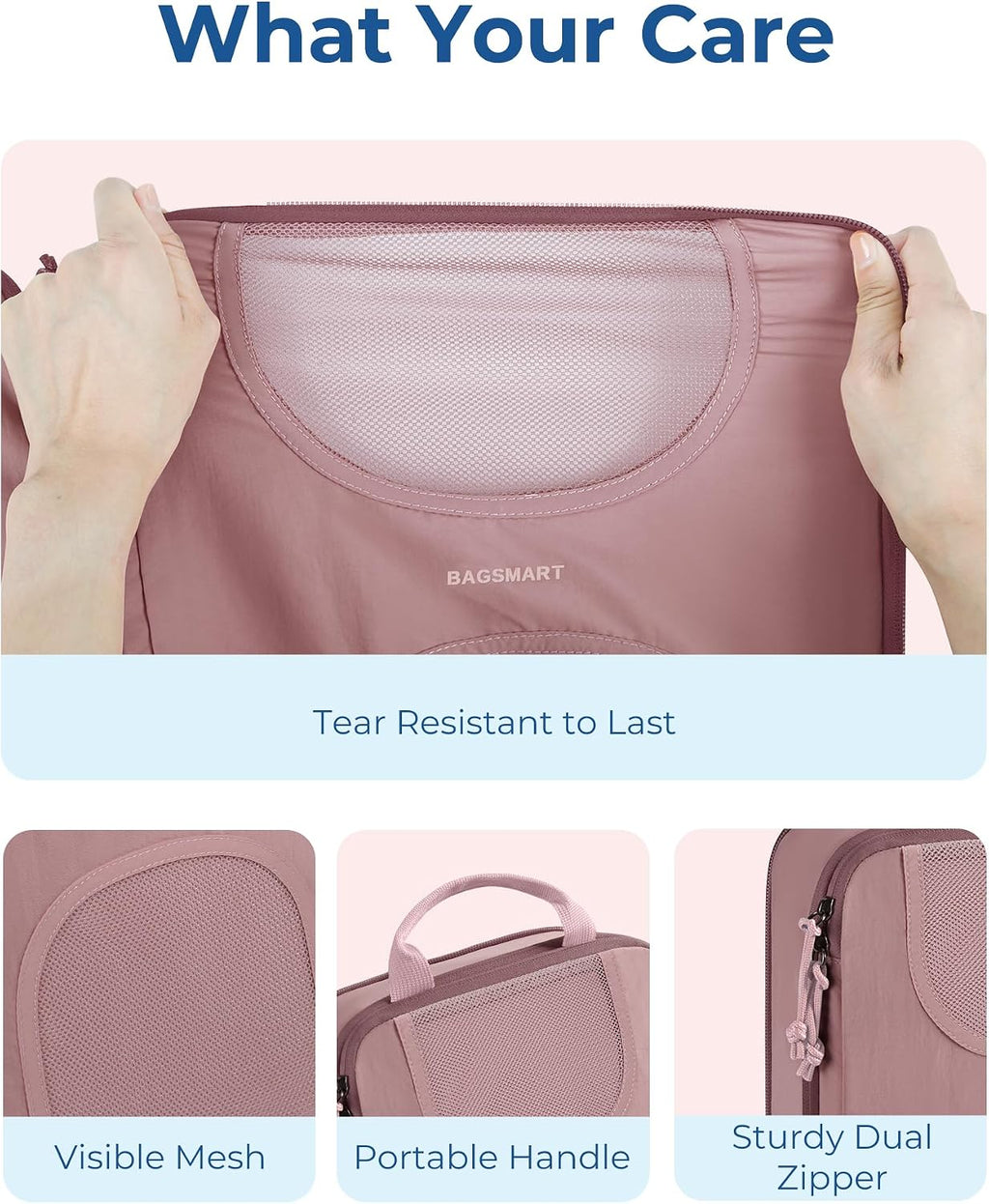 BAGSMART 6 Set Compression Packing Cubes, Travel Luggage Organizer Bags