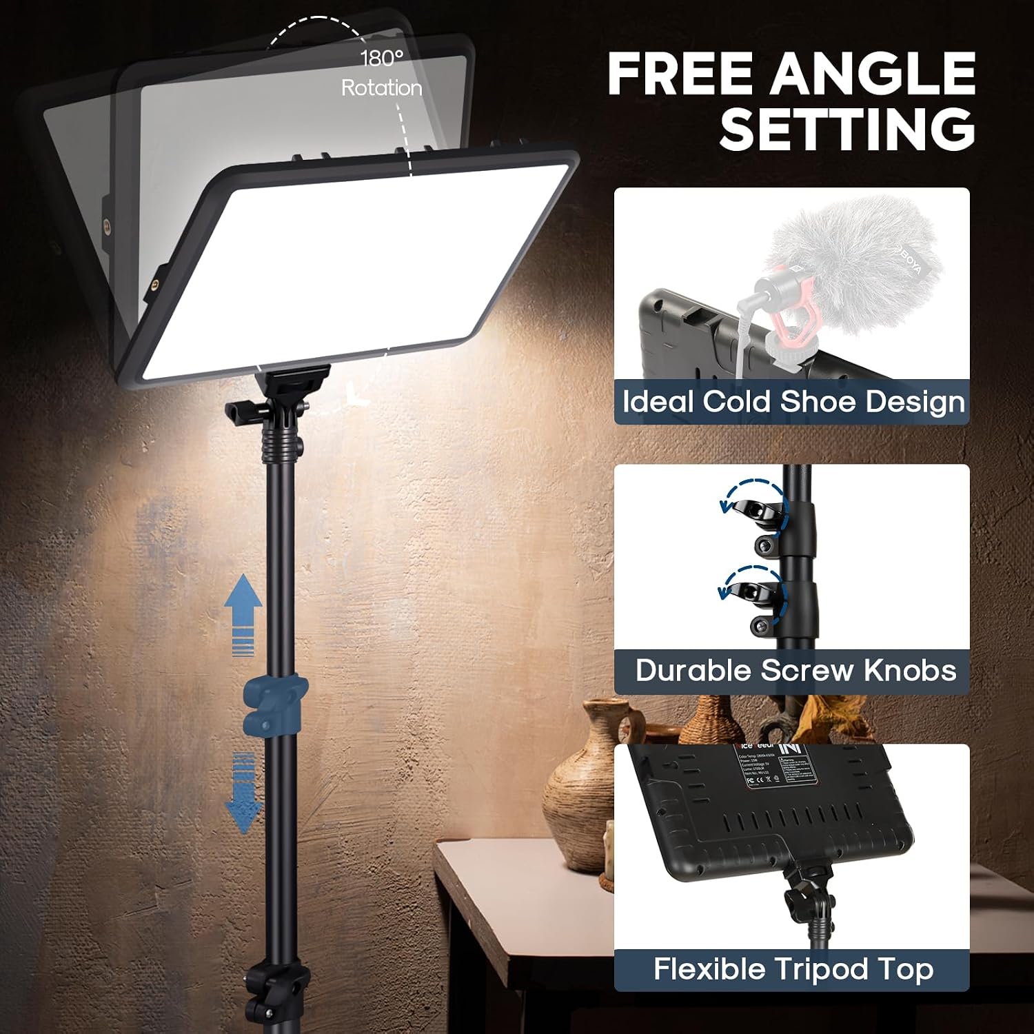 2-Pack Photography Lighting Kit, NiceVeedi 25W LED Video Light Kit, 2900-7000K Dimmable Studio Light with Tripod Stand, 73" Stream Light for Video Recording