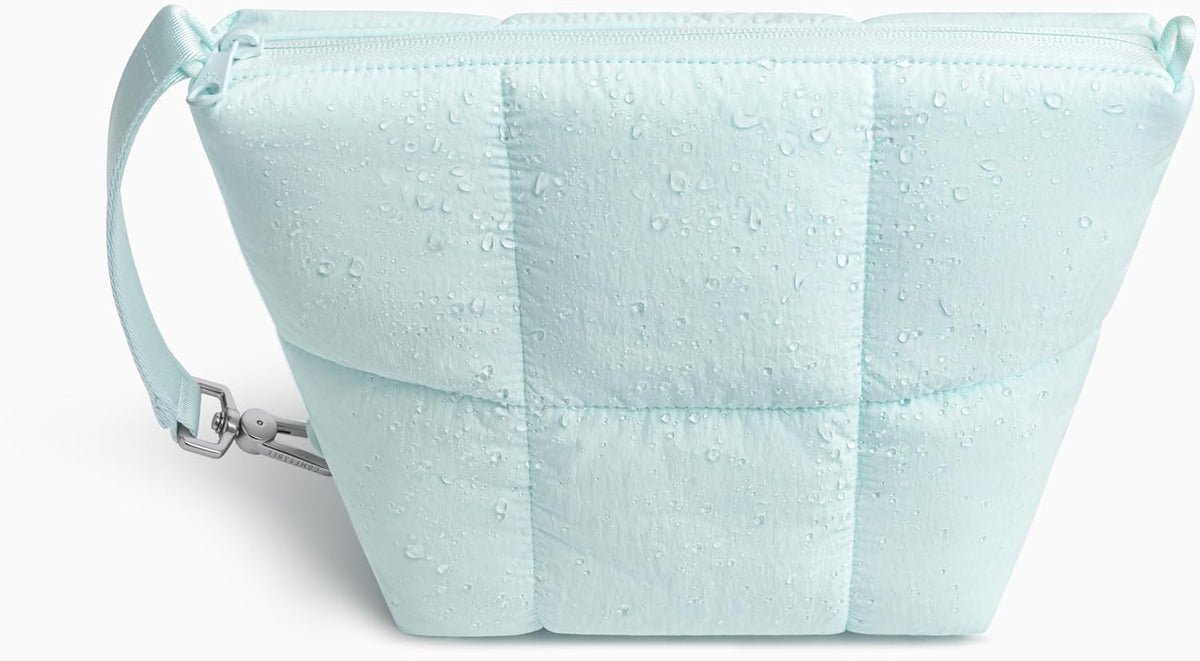 Comfyable Puffy Camera Bag, Soft Pillow Camera Bag with Shoulder Strap, Water-resistant Cute Compact Shooting Purse for Mirrorless DSLR SLR Women and Men, Ice Blue
