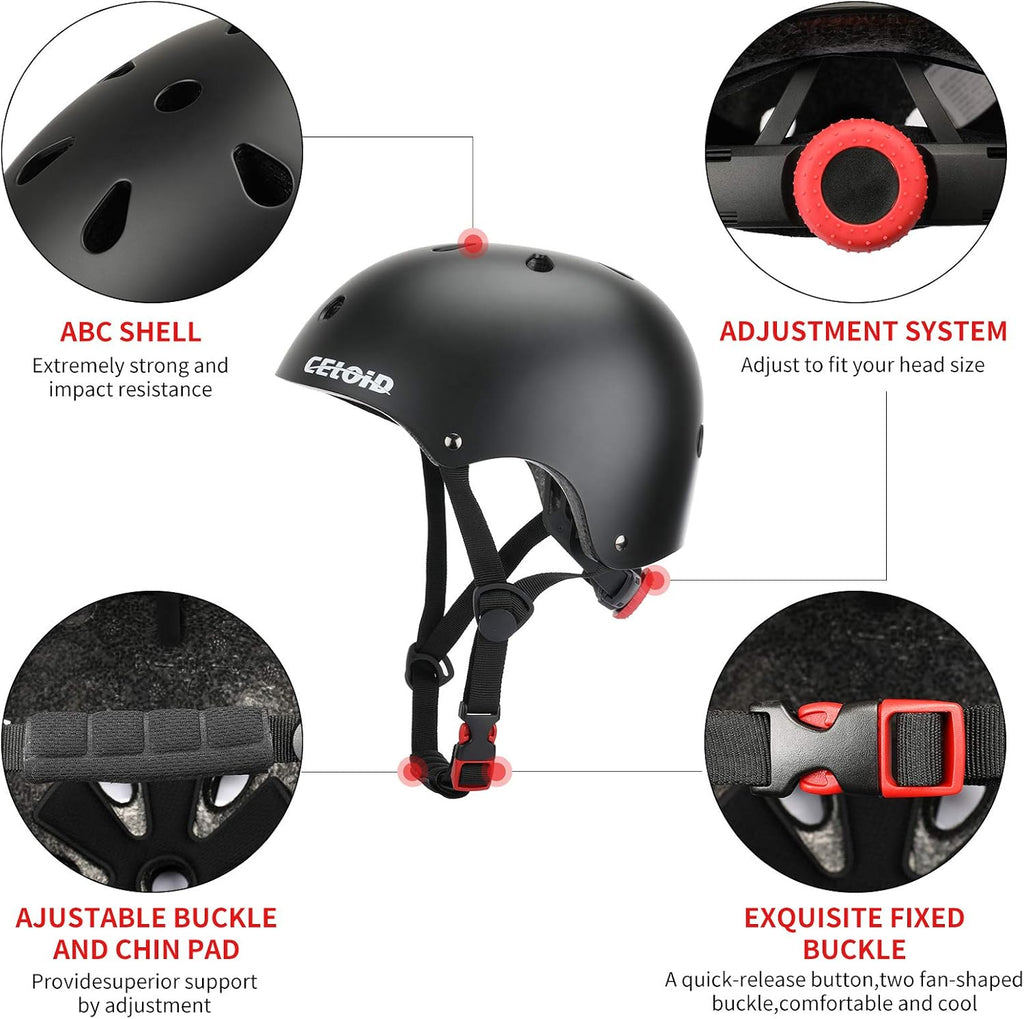 Kids Bike Skateboard Helmet Pad Set,Toddler Cyling Protective Gear Knee & Elbow Pads Wrist Guards for 5-8-10-12-14-16 Years Girls Boys Bicycle Scooter Roller Skate Inline Skating Rollerblading