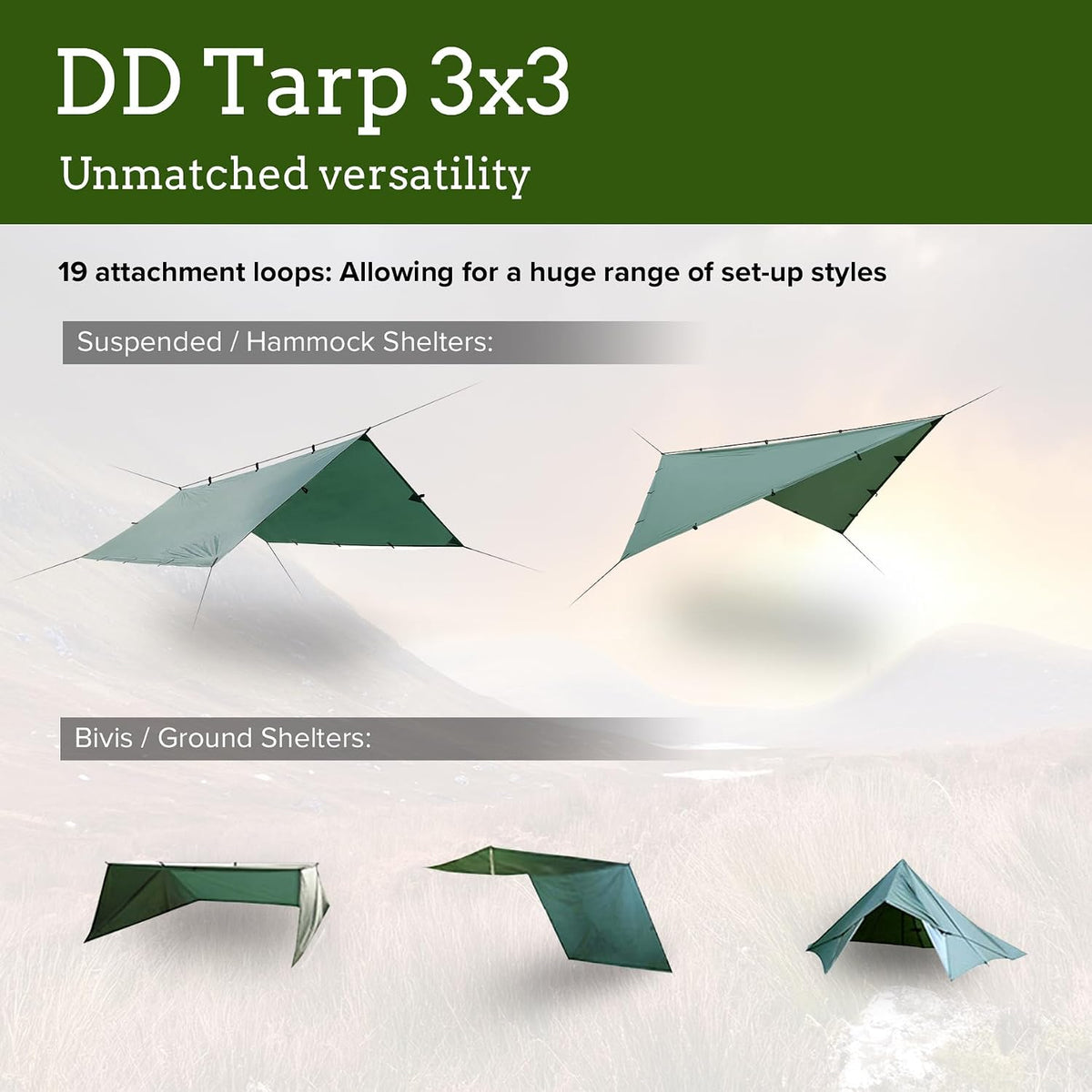 DD Hammocks - DD Tarp 3x3 - Olive Green: 10ft x 10ft