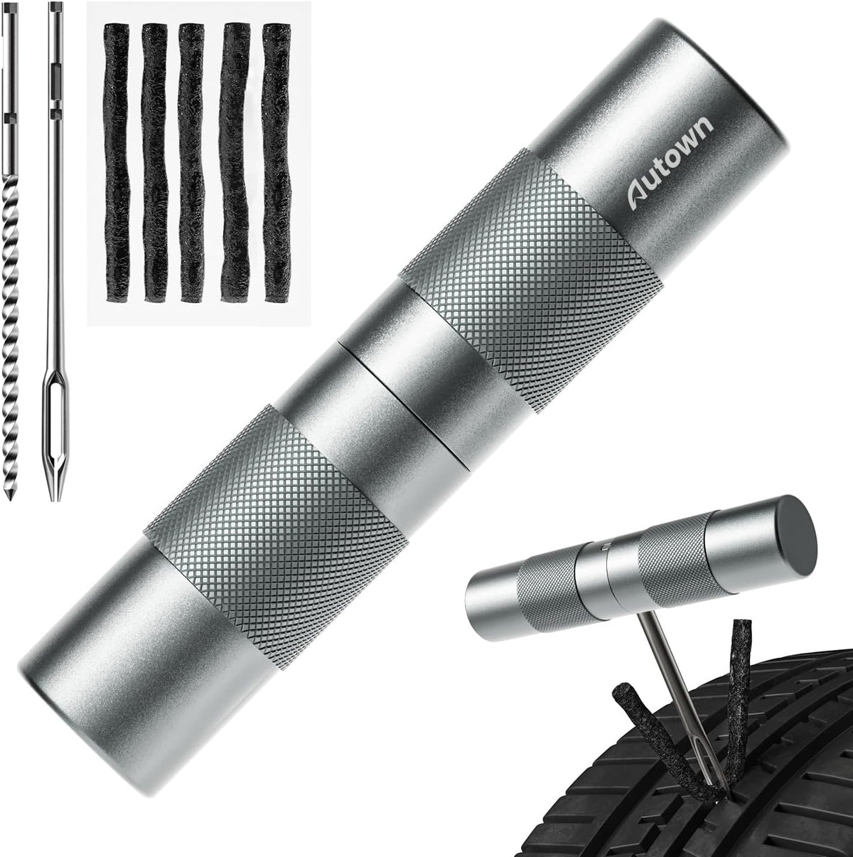 AUTOWN Compact Tire Repair Kit with Plugs for Motorcycle, Car