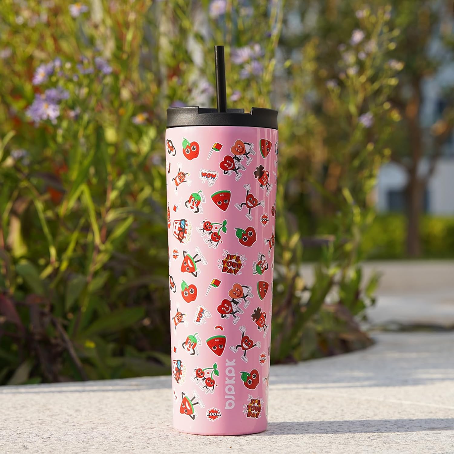 BJPKPK 34oz Coffee Tumbler with Straw, Insulated Stainless Steel Cup