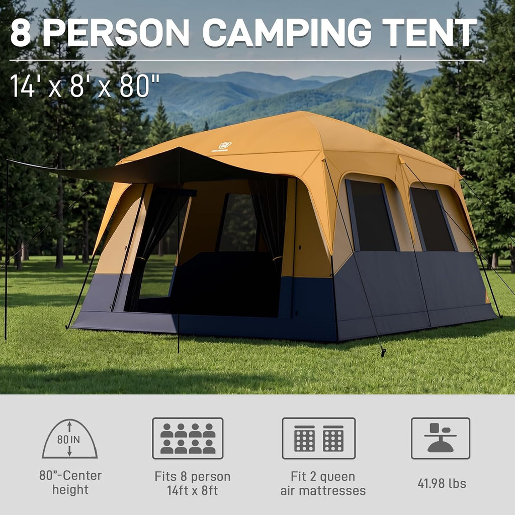 EVER ADVANCED 8/10 Person Camping Blackout Design Tent