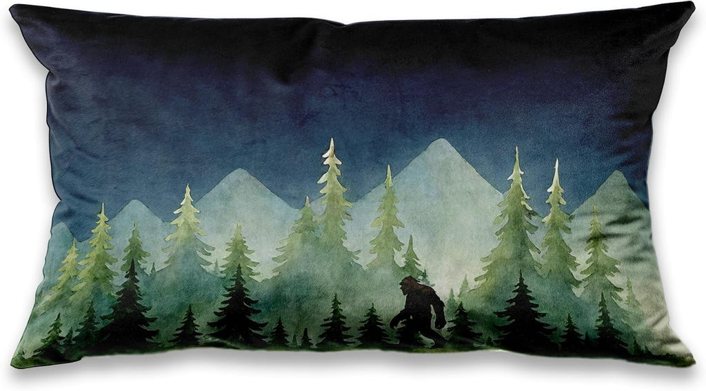 Camping Pillow Cover 12x20,Always Take The Scenic Route,Forest Green Mountain Woods Design,Decorative Rv Camper Pillows,Nature Lover Cottage Core Gifts
