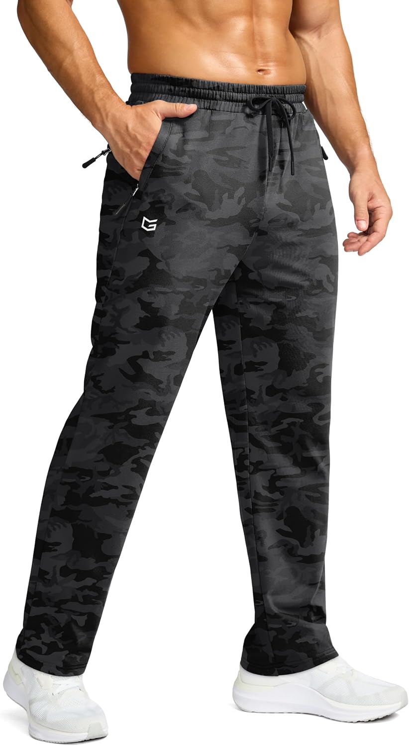 G Gradual Men's Fleece Lined Pants with 3 Zipper Pockets Water Resistant Winter Warm Hiking Pants Athletic Sweatpants for Men