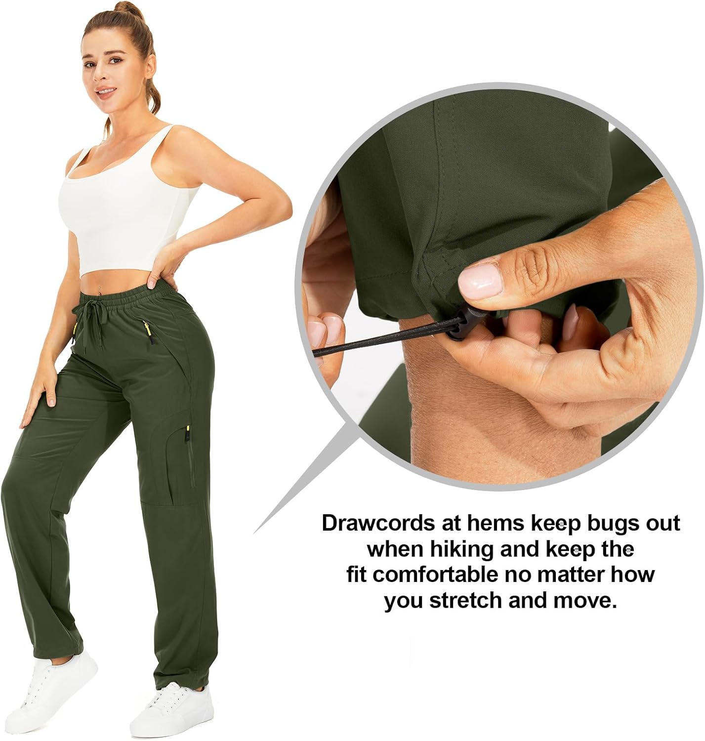 Toomett Women‘s Hiking Cargo Pants UPF 50 Quick Dry with Zipper Pockets