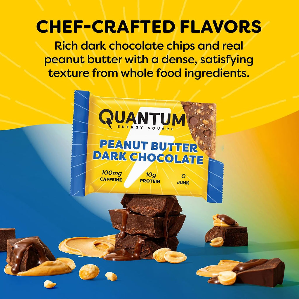 QES Energy Bar, Peanut Butter Chocolate, Caffeine, 10g Protein, Gluten Free