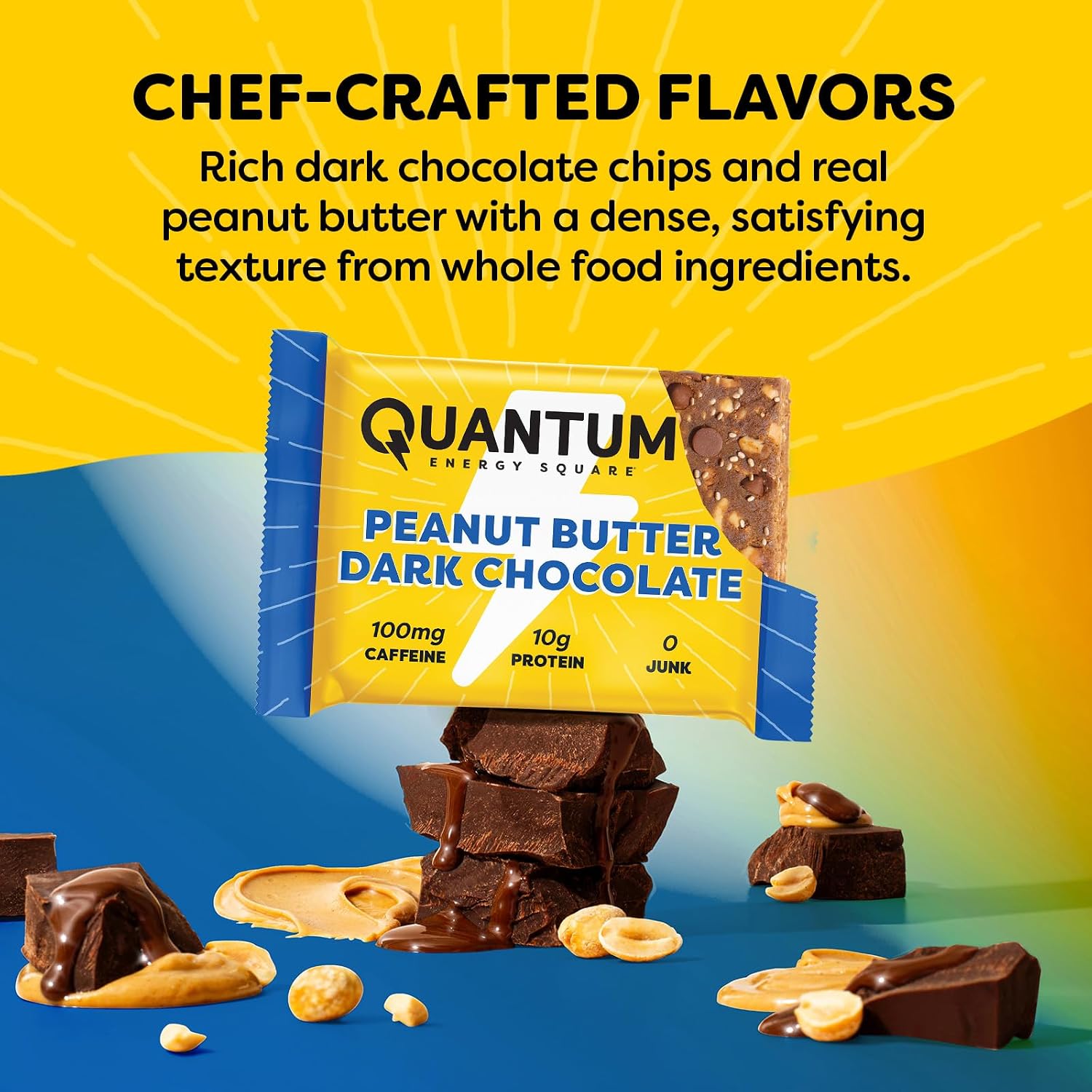 QES Energy Bar, Peanut Butter Chocolate, Caffeine, 10g Protein, Gluten Free