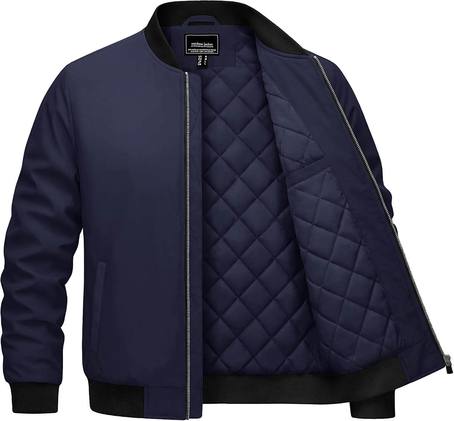 Cotrasen Men's Bomber Jacket Fall Winter Windbreaker Warm Quilted Coats