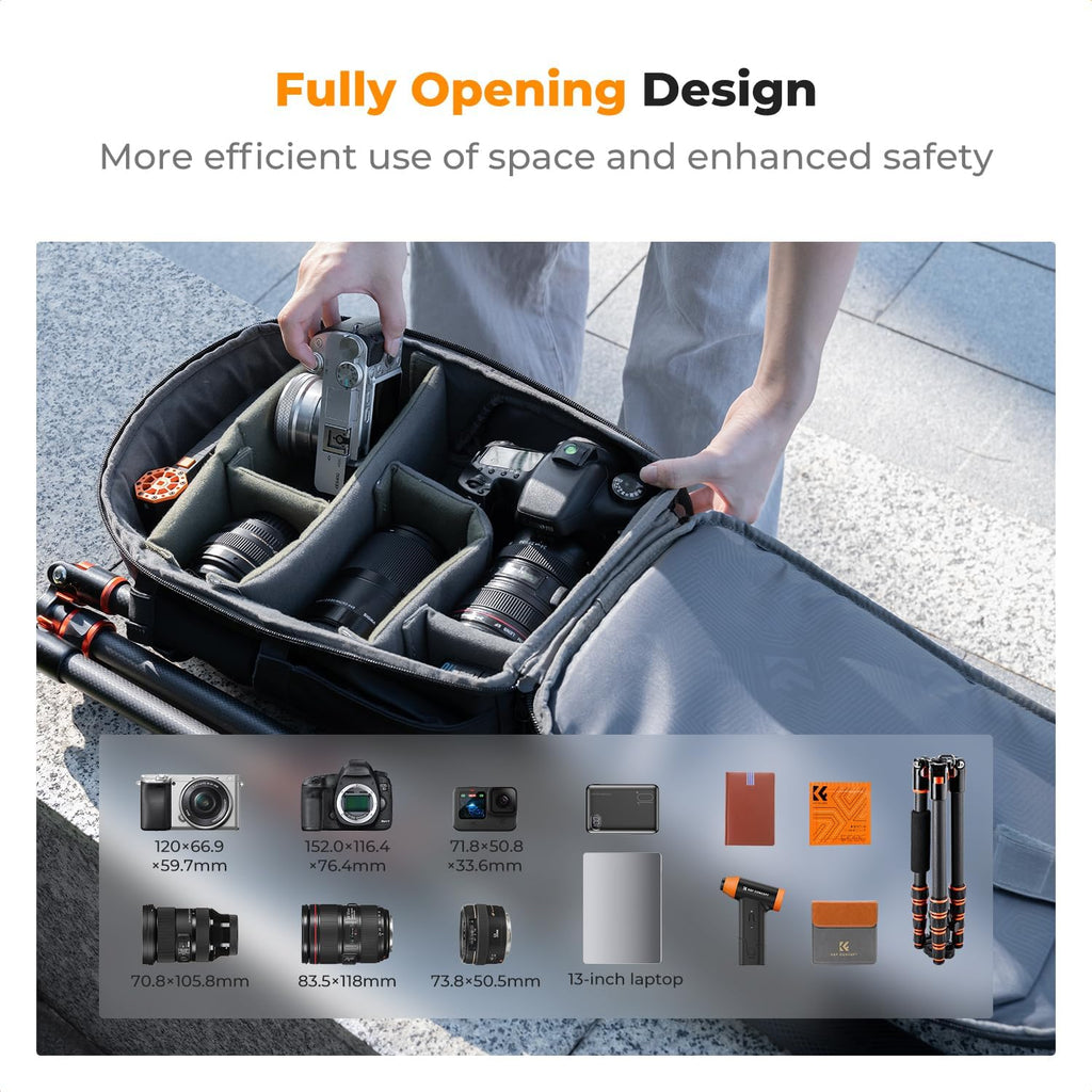 K&F CONCEPT Camera Backpack, Compact Camera Bag Case for Photographers