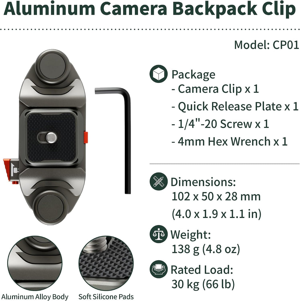 Camera Backpack Clip Arca-Style Quick Release Anti-Drop Dual-Lock