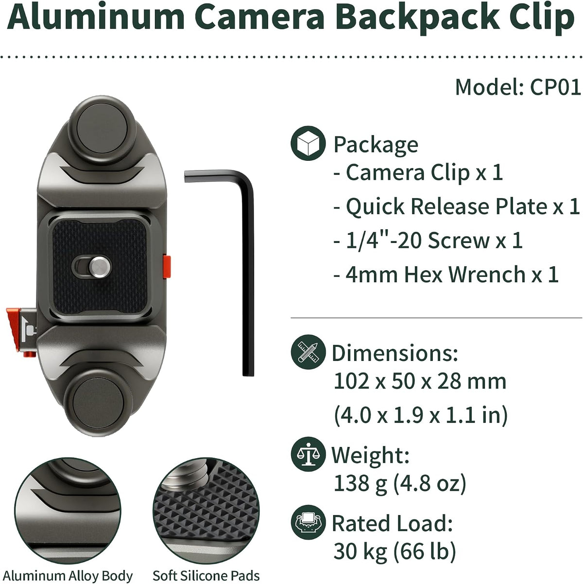 Camera Backpack Clip Arca-Style Quick Release Anti-Drop Dual-Lock