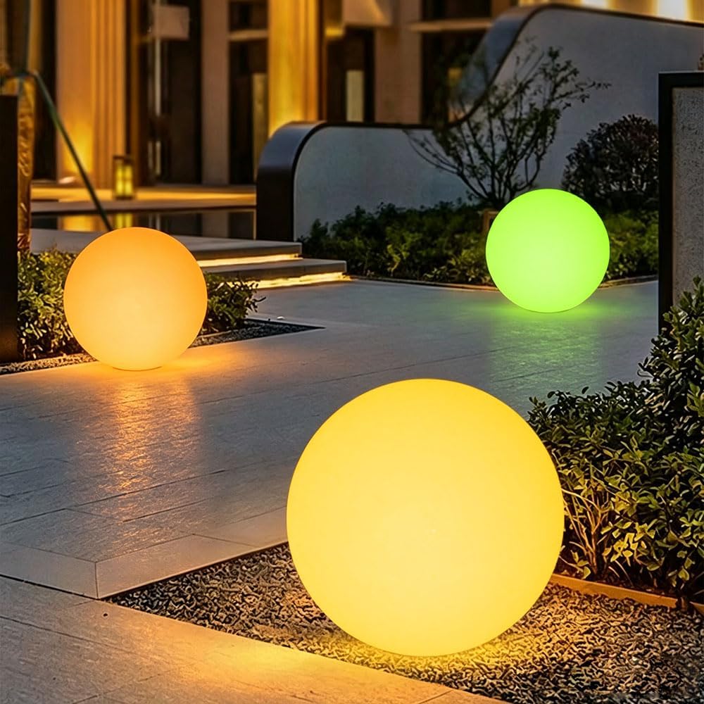 20-inch LED Glowing Ball Light, Large Rechargeable Globe Orb Light Outdoor