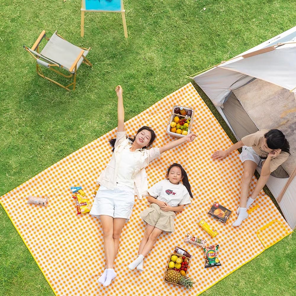 K Y KANGYUN Picnic Blanket | Beach Mat| Picnic Blankets for Indoor and Outdoor, 80" x 60" Sandproof Waterproof Larger Mats for Beach, Travel, Camping, Hiking, Park Grass,Handy Tote, Foldable.
