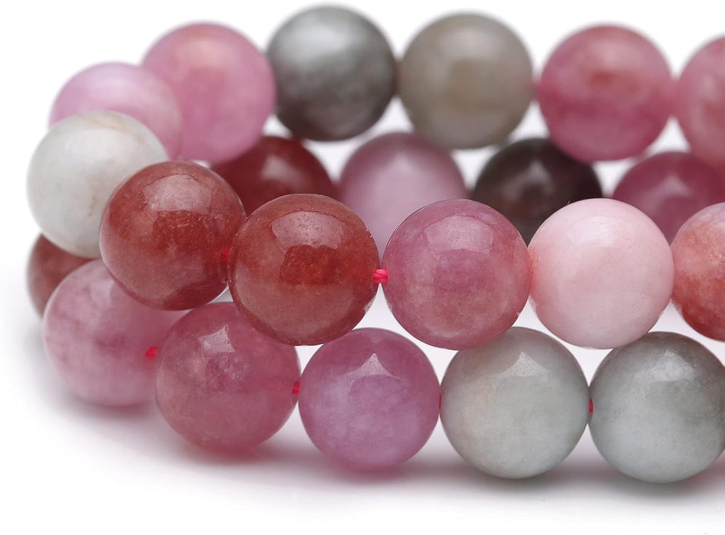 Youngbling Natural Gemstone Beads for Jewelry Making,10mm Rainbow Stone Jade Polished Round Smooth Stone,Genuine Real Stone Beads for Bracelet Necklace 15 Inch