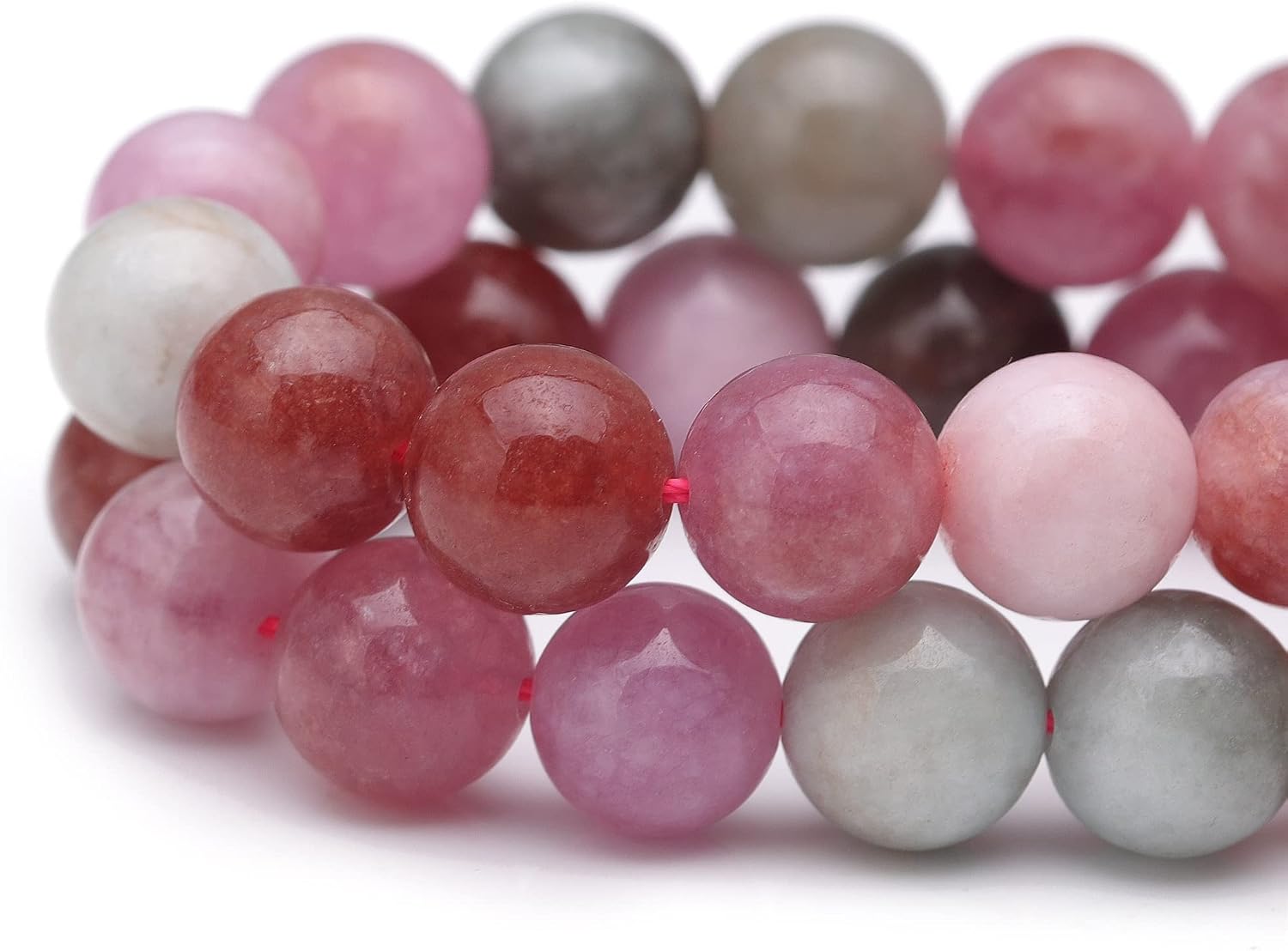 Youngbling Natural Gemstone Beads for Jewelry Making,10mm Rainbow Stone Jade Polished Round Smooth Stone,Genuine Real Stone Beads for Bracelet Necklace 15 Inch