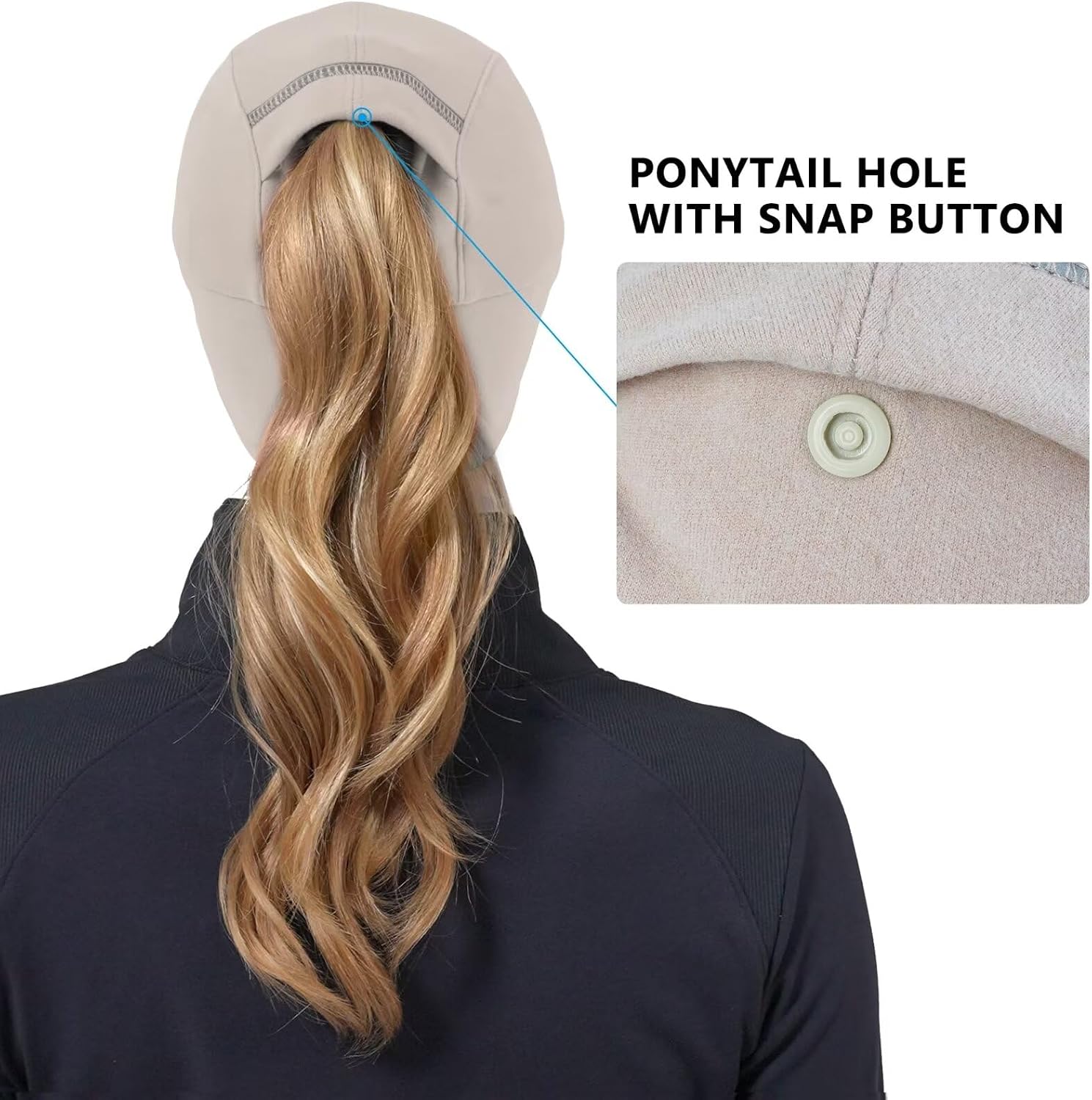 GADIEMKENSD Women's Winter Reflective Fleece Ponytail Hat with Drop Down Ear Warmer