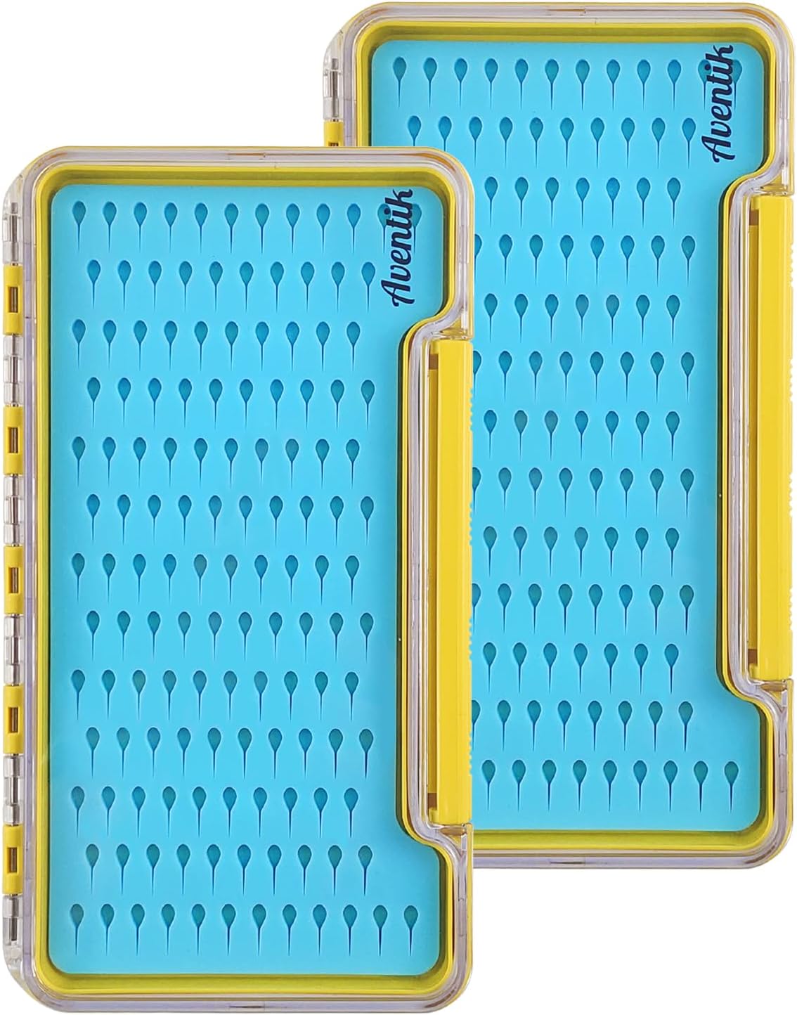 Aventik Silicone Fly Boxes Super Slim Waterproof Best Pocket Sizes Fly Fishing Storage 7.36"X4.02"X0.63"/5.39"X3.74" X0.63'' (2PC-G048LT blue silicone:7.36"X4.02"X0.63")