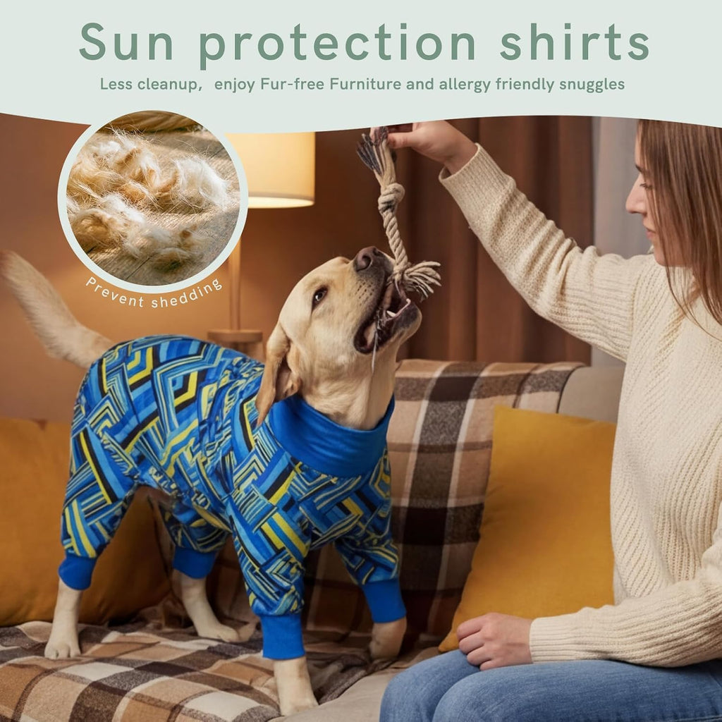 Dog Anxiety Relief Pajamas, Dog Sun Protection UV Shirt for Medium Small Large Dogs, Breathable UPF 50+ Pet Clothes for Outdoor, Travel, Beach Gear