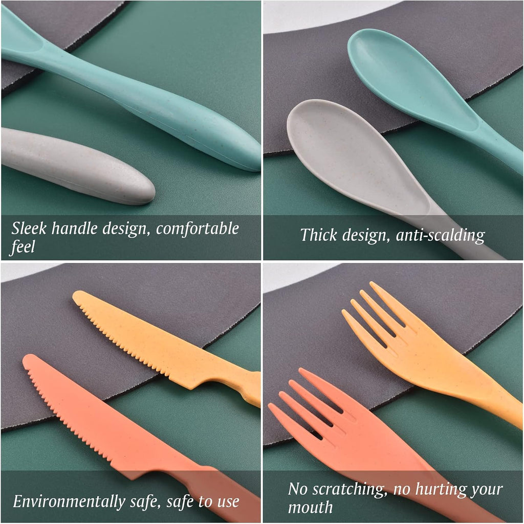 Zoyiancy 8 Sets Wheat Straw Cutlery Set, Reusable Flatware Utensils Set