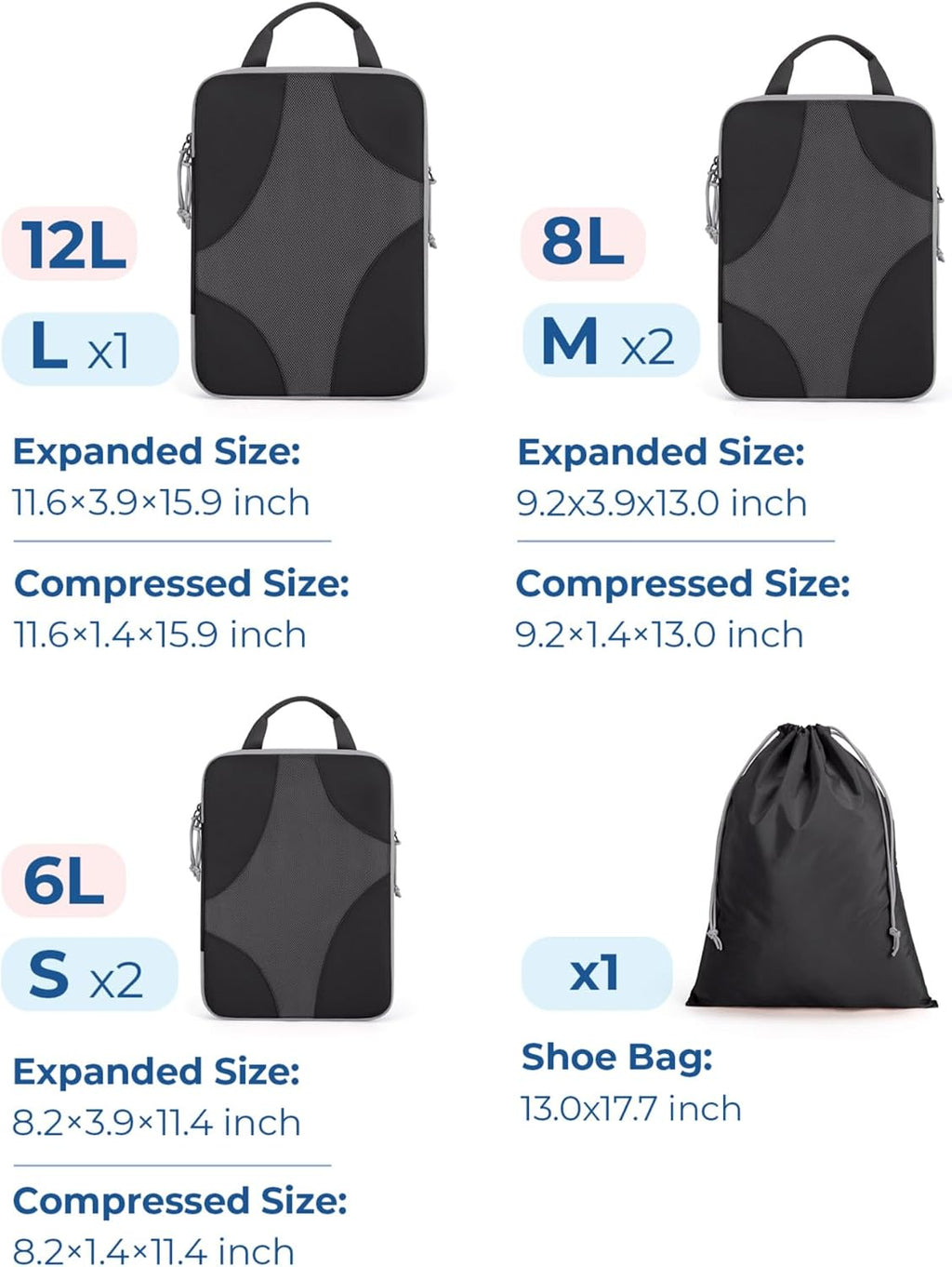 Bagsmart Compression Packing Cubes, Travel Bag Cruise Ship Essentials