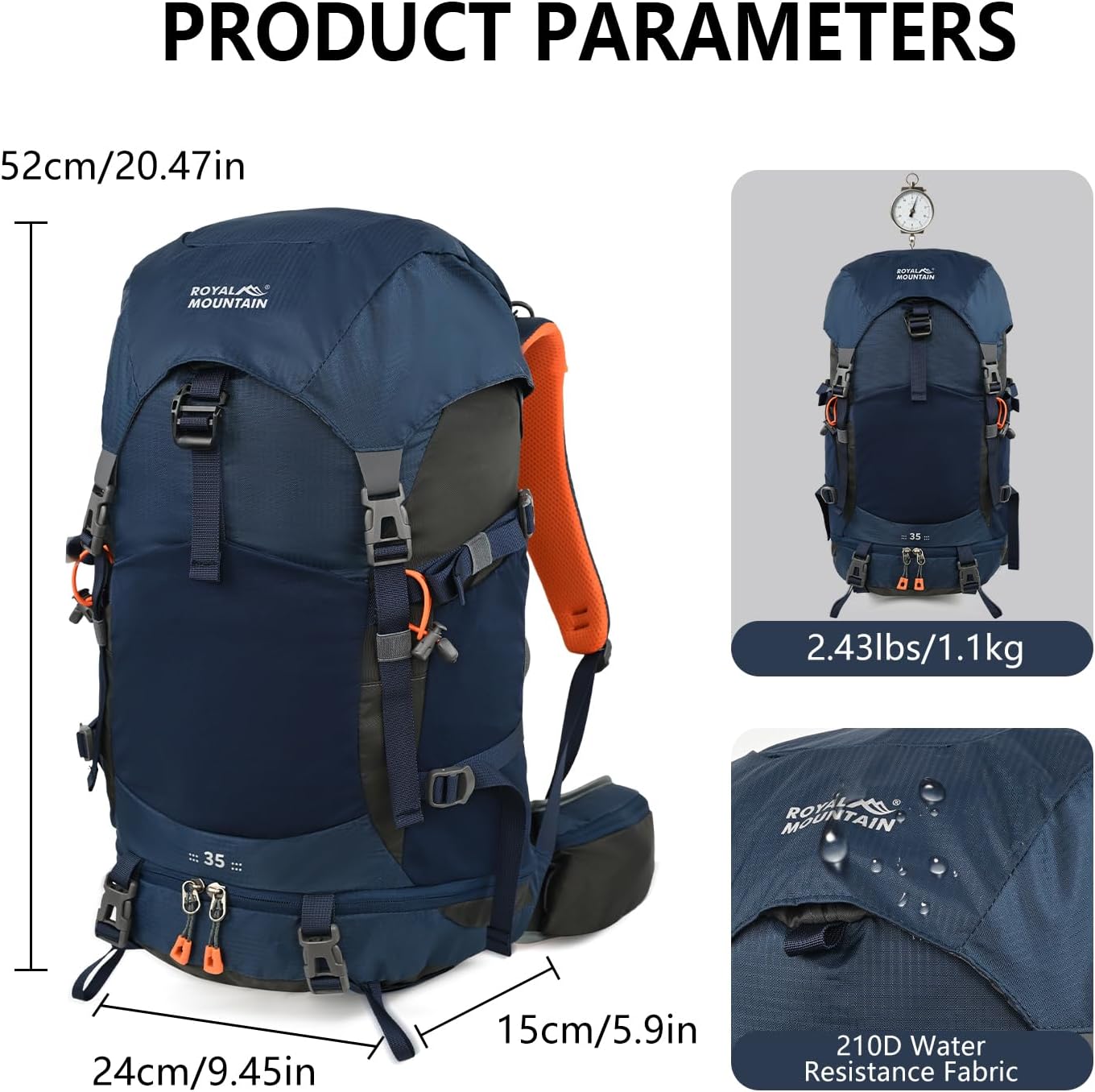 Hiking Backpack for Women Men,30+5L Waterproof Camping Backpacking Backpack
