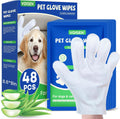 VOISEN 48 Pcs Pet Glove Wipes for Dogs, Pet Cleaning Gloves