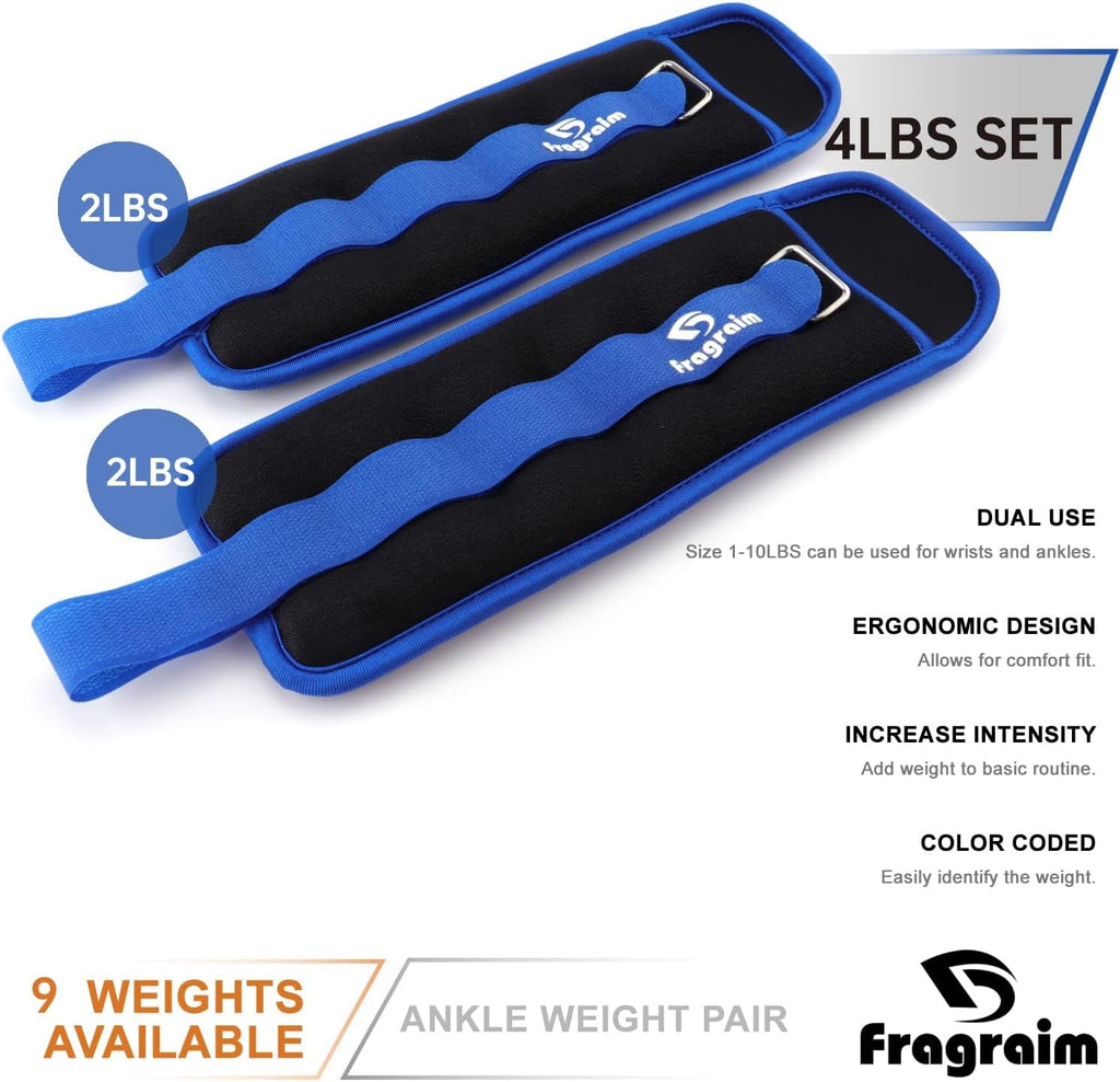 Ankle Weights for Women and Men - 1/2/3/4/6/8/10/12/15/20 LB Pair Options