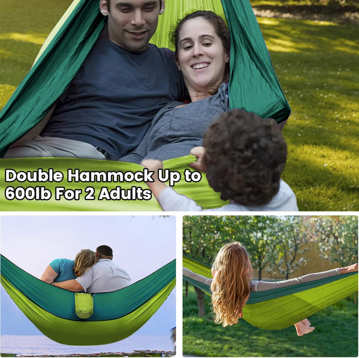 Camping Hammock with Mosquito Net & Rain Fly Tent Tarp & Tree Straps Portable Strong Nylon Hammock Tent w/Storage Bag for Camping Hiking Backyard Outdoor Backpacking Travel