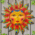 Metal Sun Flower Wall Decor,12.87 inches Sun Wall Art Hanging Decoration for Indoor and Outdoor, Garden Farmhouse Yard Patio Fence Living Room Bedroom Decor