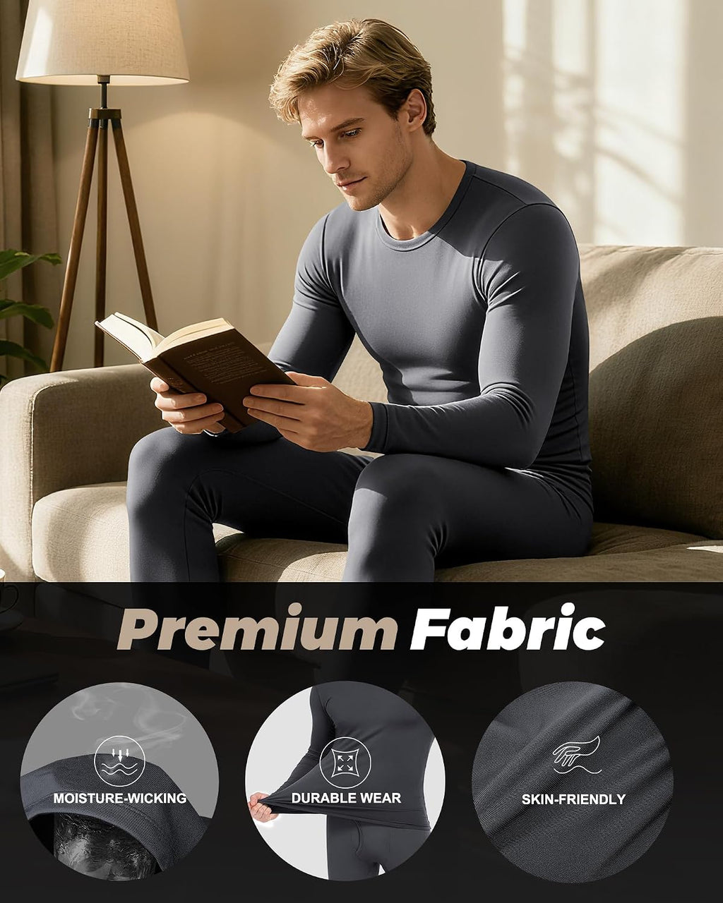 Thermal Underwear for Men Long Johns Set Fleece Lined Winter Cold Weather