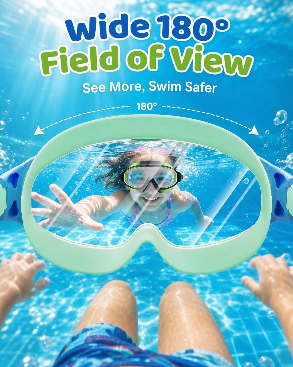 Kids Swim Goggles 2 Pack, Anti Fog No Leak UV Protection Ages 4-15