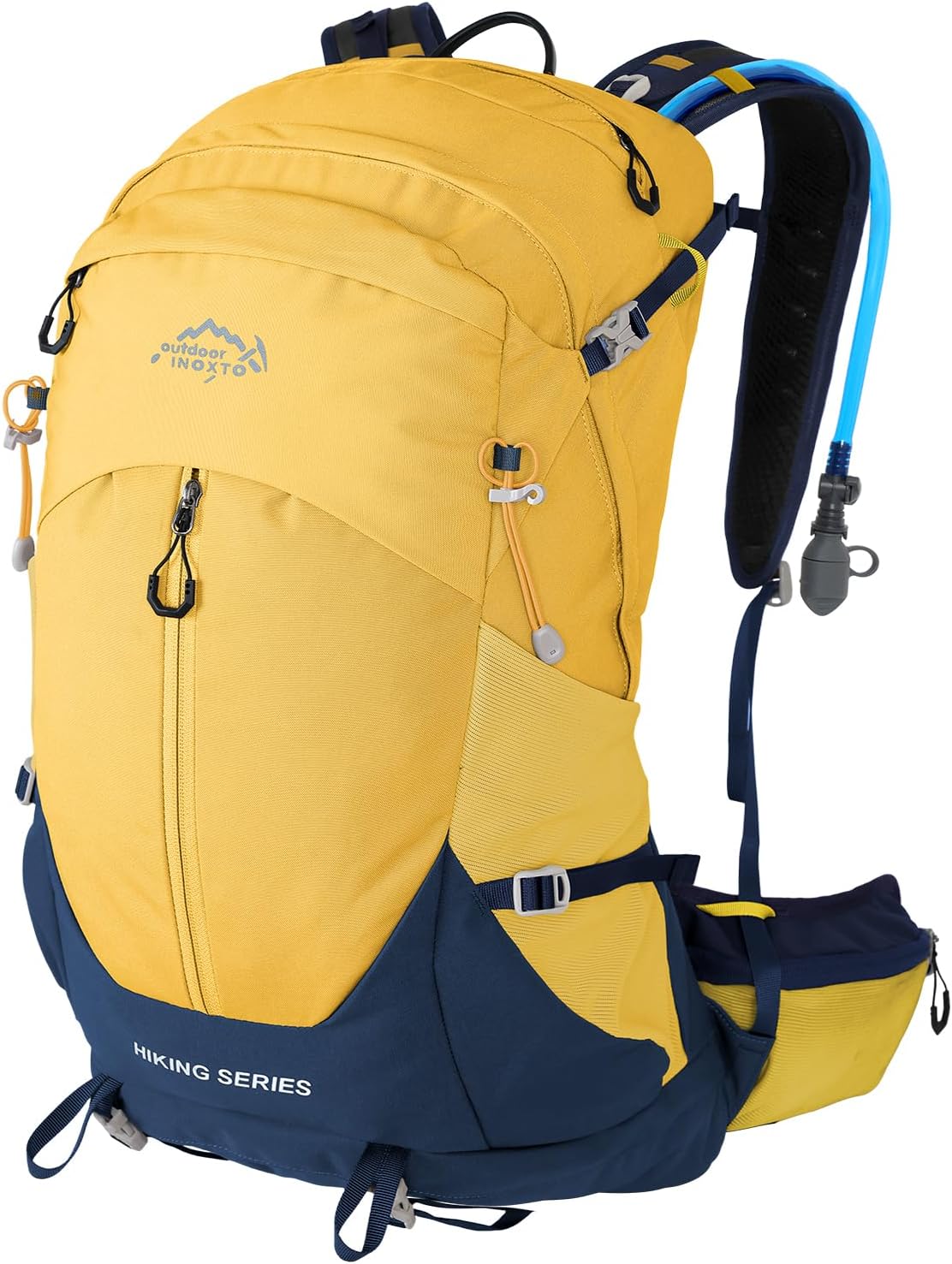 IX INOXTO Hiking Backpack, Camping Backpack, 30L Waterproof Hiking Daypack with 3L Water Bladder and Rain Cover (Khaki)