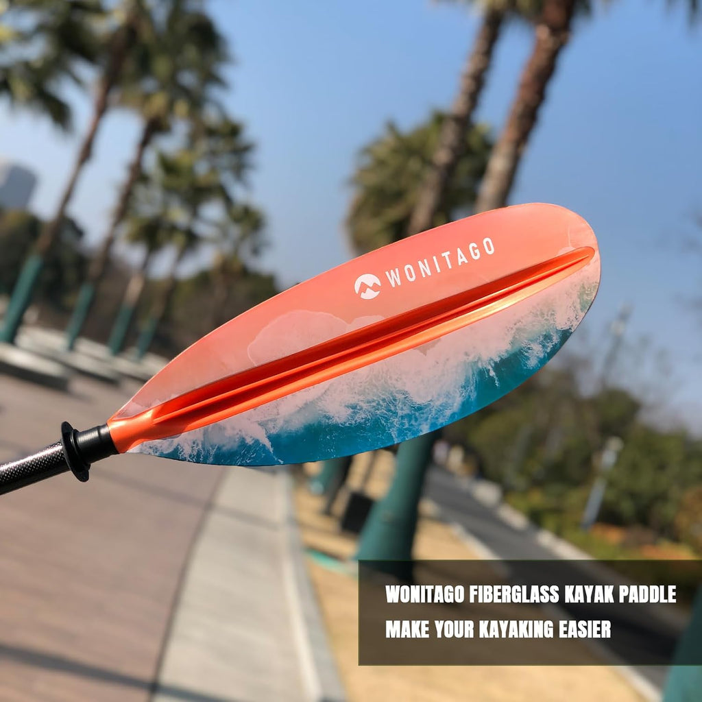 Adjustable Kayak Paddle, Fiberglass Shaft and Reinforced PP Blade