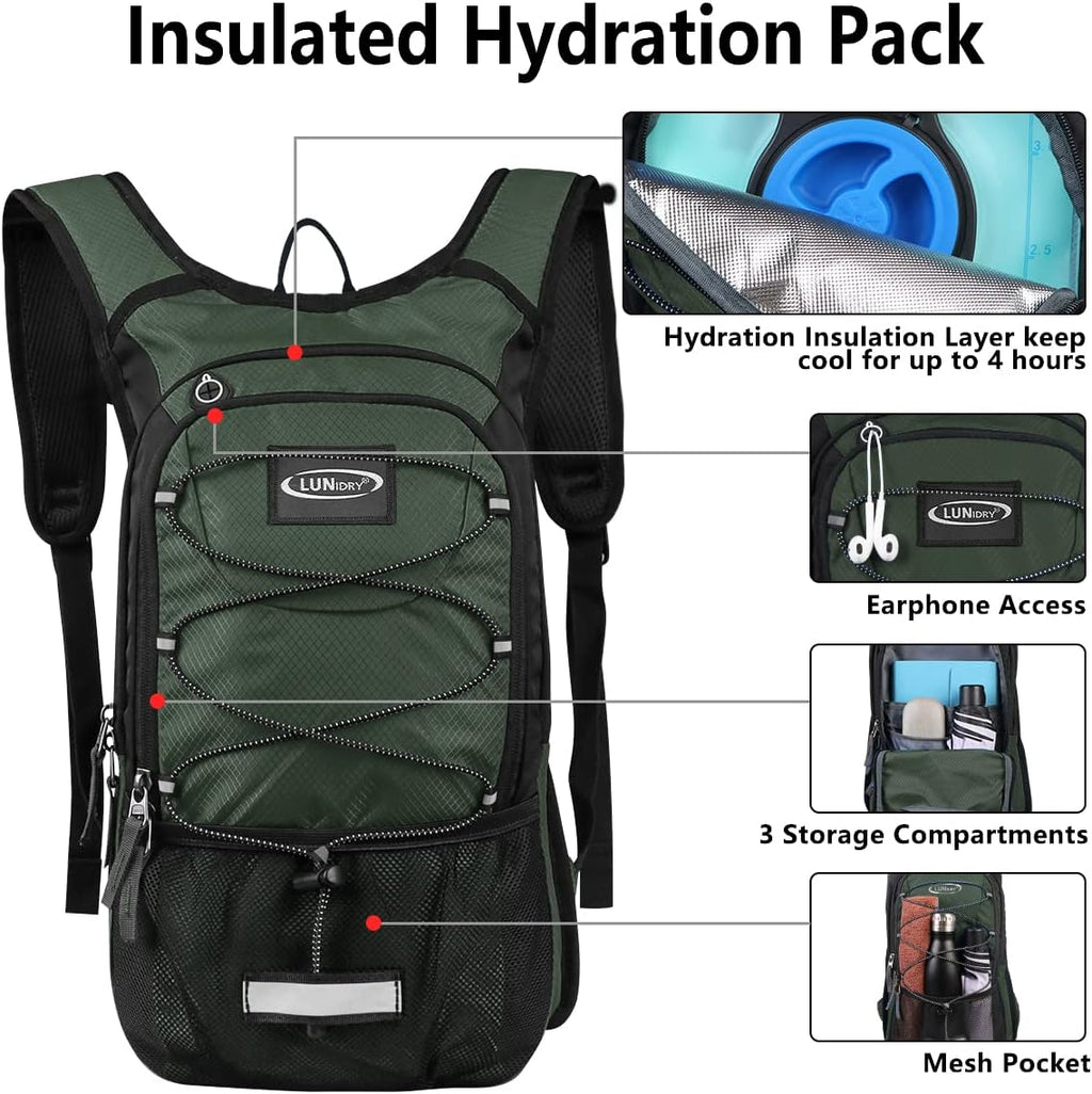 Hydration Backpack with 3L Water Bladder, Small Hydration Pack Backpack for Men Women, Lightweight Water Backpack with Cooler Layer for Running, Biking, Hiking