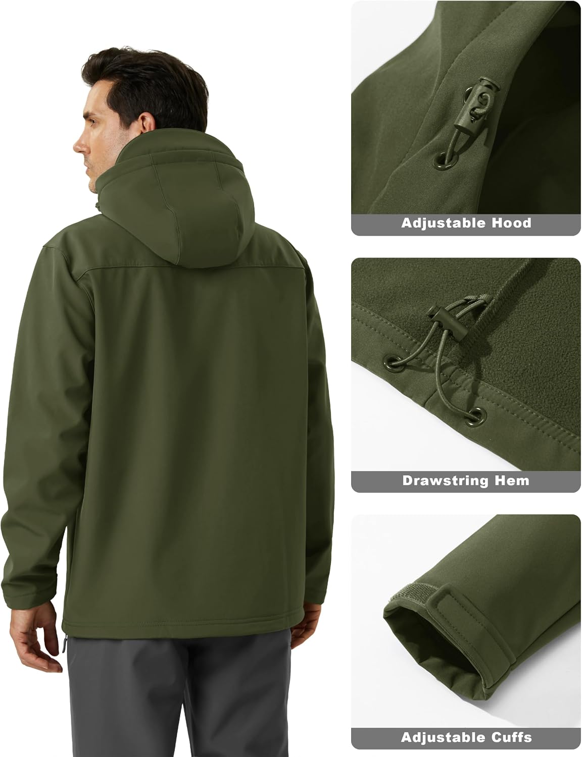 MAGCOMSEN Men's Jacket Waterproof Fleece Lightweight Softshell Rain Coat
